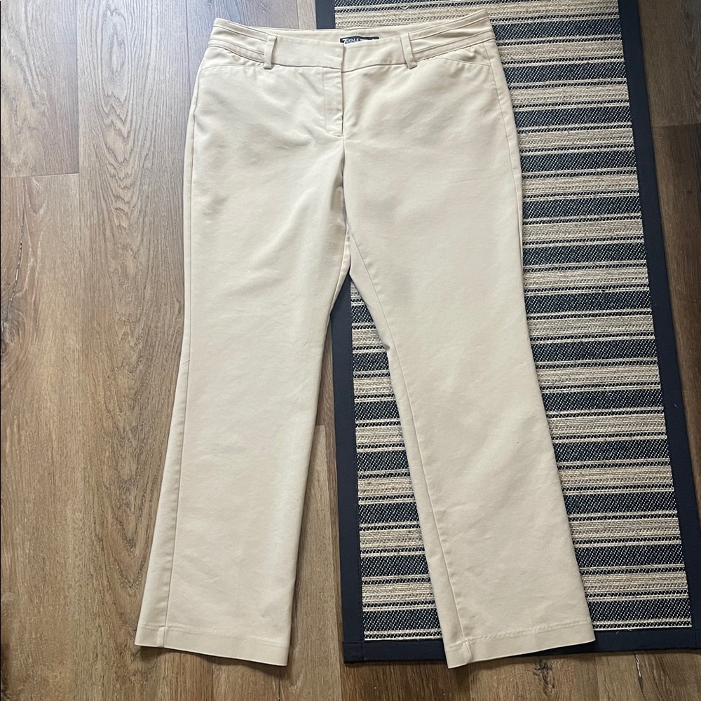 7TH Ave Classic Women's Straight Leg with Stretch Tan Dress Pants Size 14